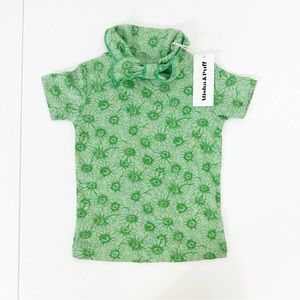 Misha and Puff Kids Size 5 Scout Tee Parakeet Daisy Field Green Organic Cotton